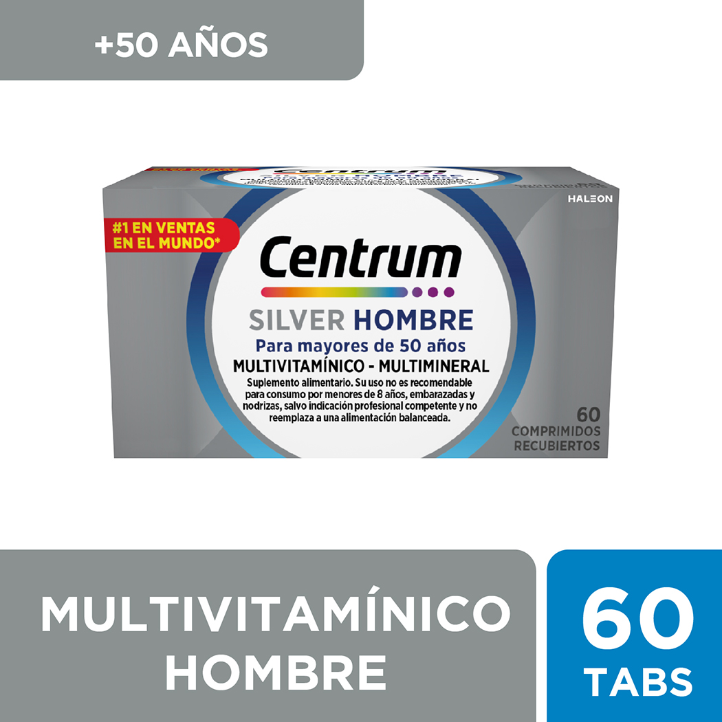 Centrum Silver Hombre Multivitaminico-Multimineral para mayores de 50 años 60 Comprimidos