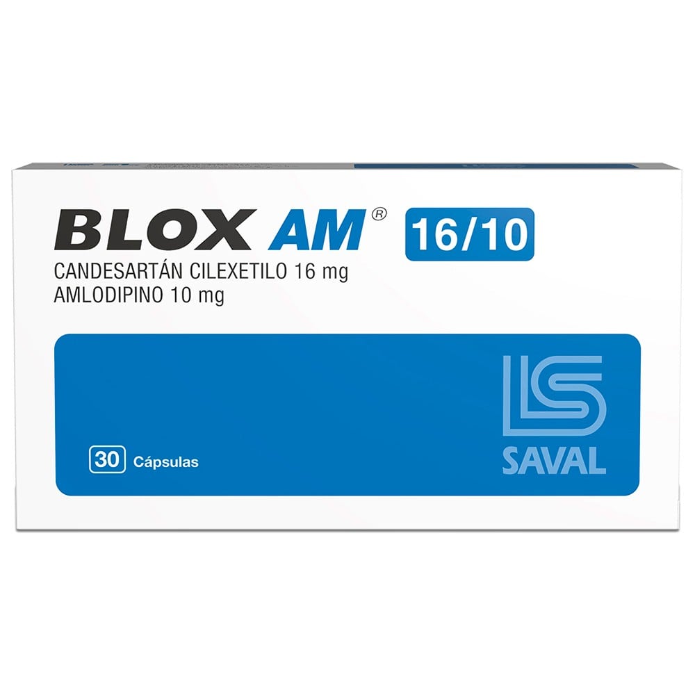 Blox AM Candesartan Cilexetilo 16 mg Amlodipino 10 mg 30 cápsulas