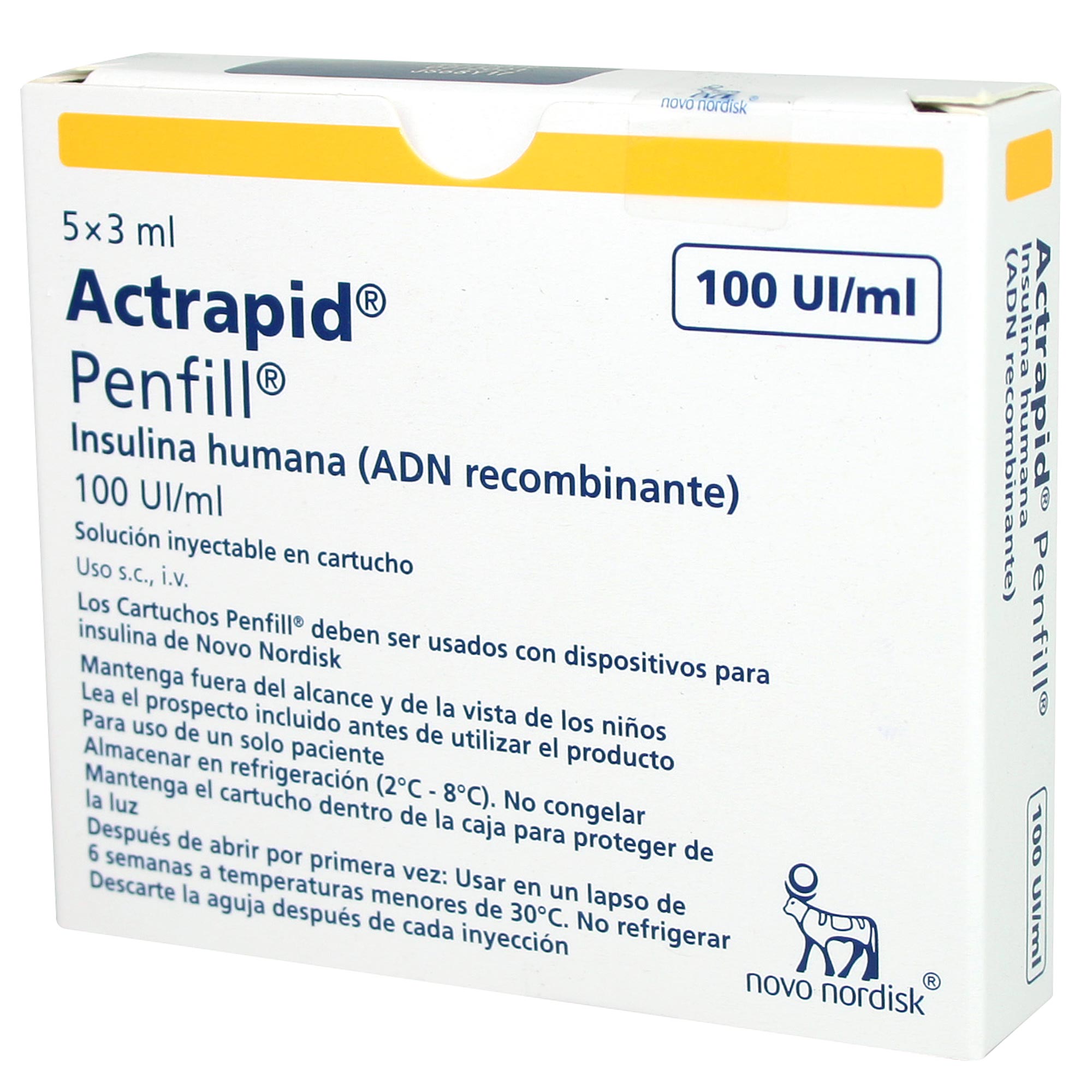 INSULINA ACTRAPID PENFILL SOLUCIÓN INYECTABLE 100 UI/mL