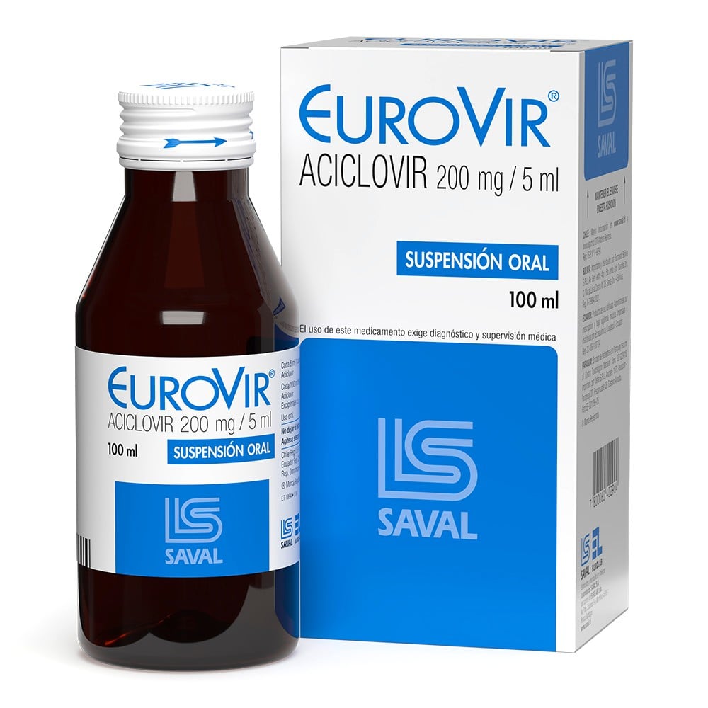 Eurovir Aciclovir 200 mg/5ml Suspensión 100 mL