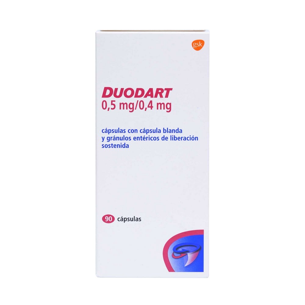 Duodart 0,5/0,4 Dutasteride 0,5 mg Tamsulosina 0,4 mg 90 Cápsulas de Liberacion Sostenida