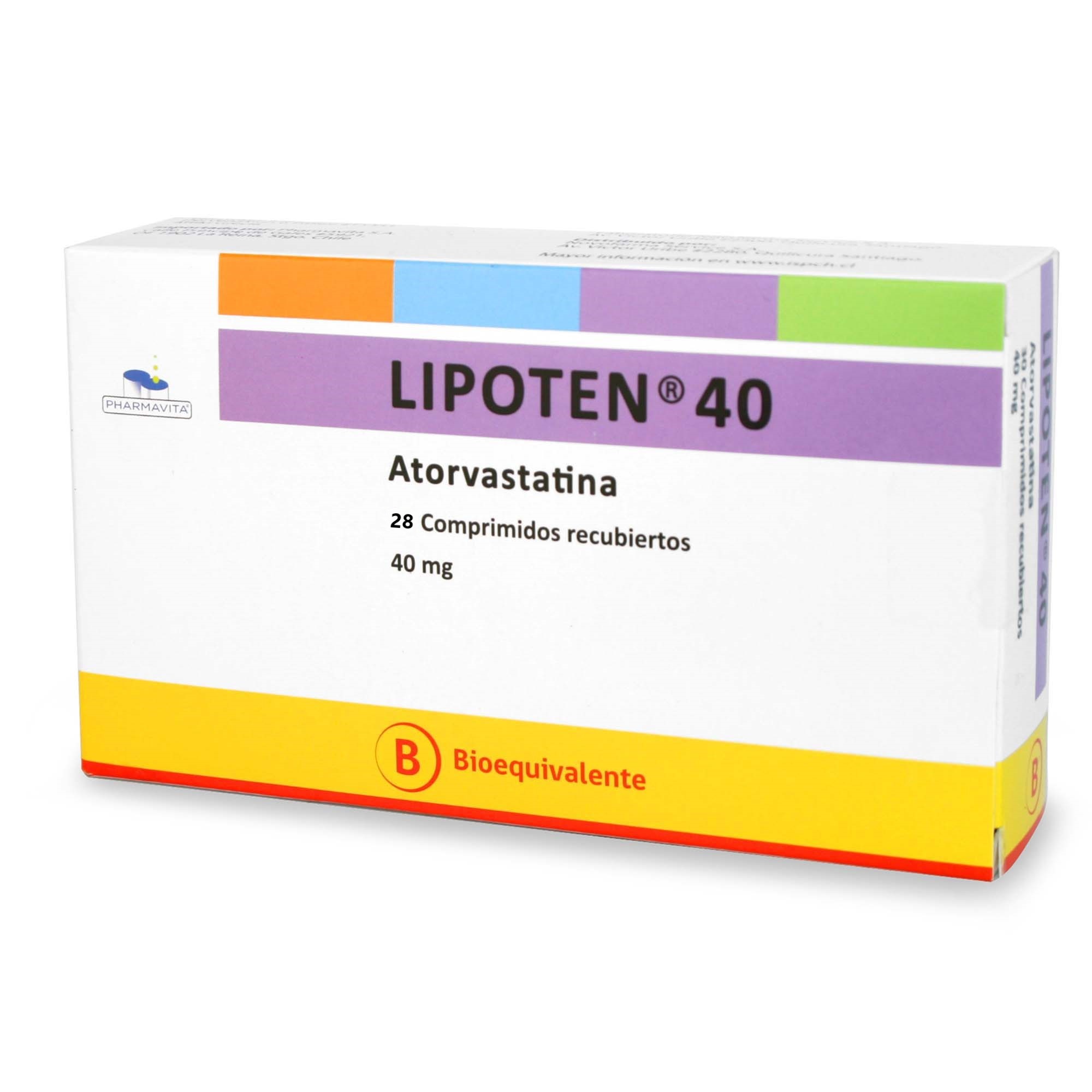 Lipoten Atorvastatina 40 mg 28 Comprimidos Recubiertos