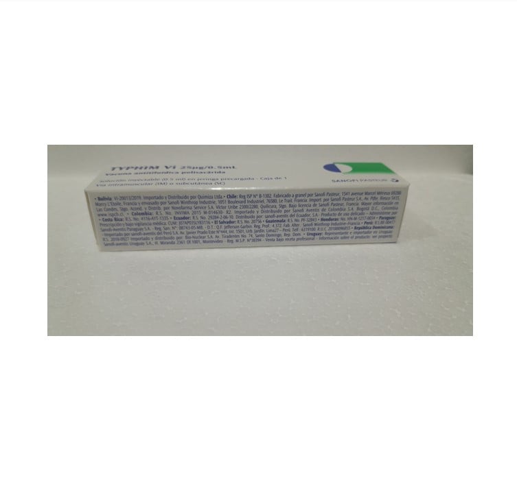 TYPBAR VACUNA ANTITIFOIDEA SOLUCIÓN INYECTABLE 25 mcg (POLISACARIDO CAPSULAR VI PURIFICADO DE SALMONELLA TYPHI TY2)
