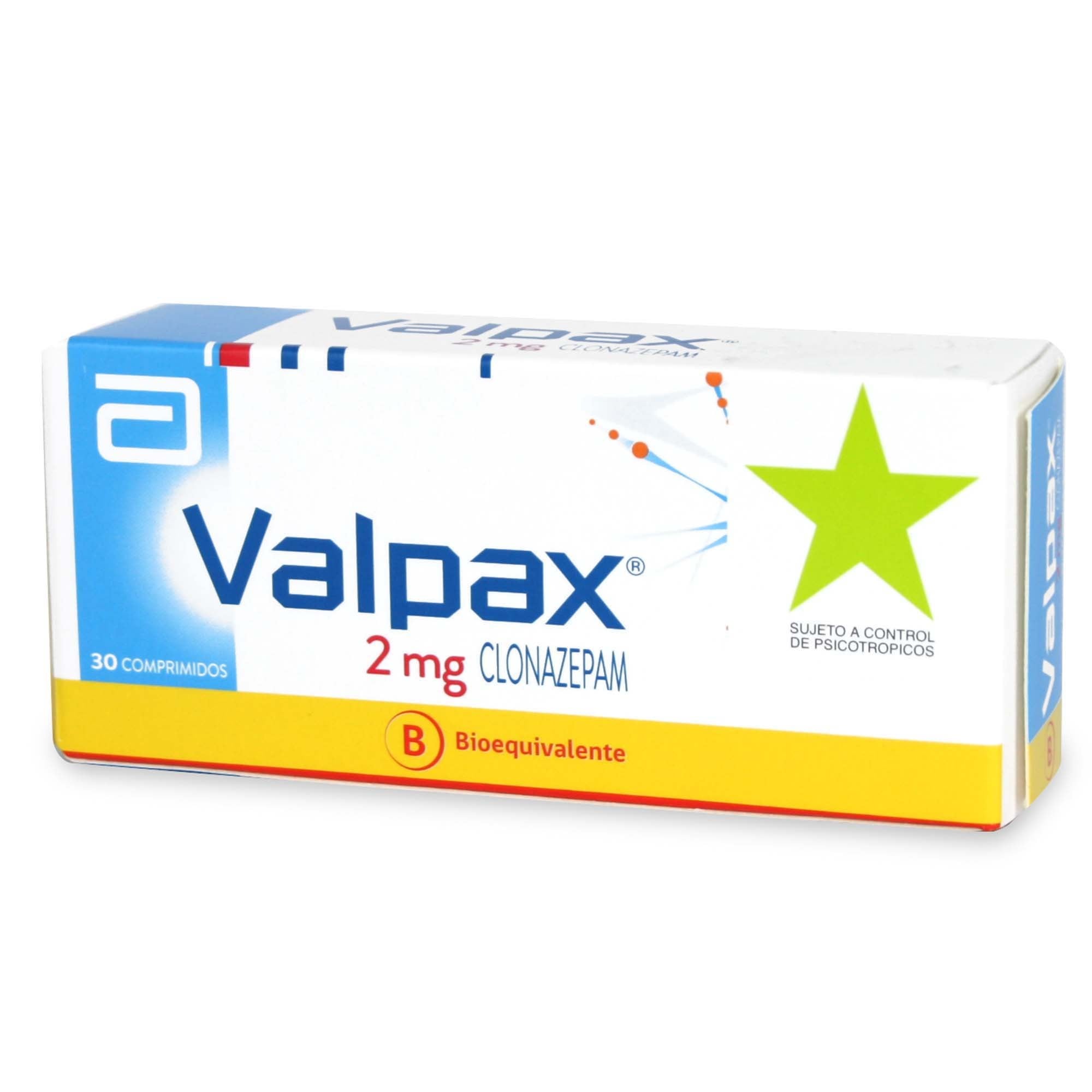 Valpax Clonazepam 2 mg 30 Comprimidos Ranurado