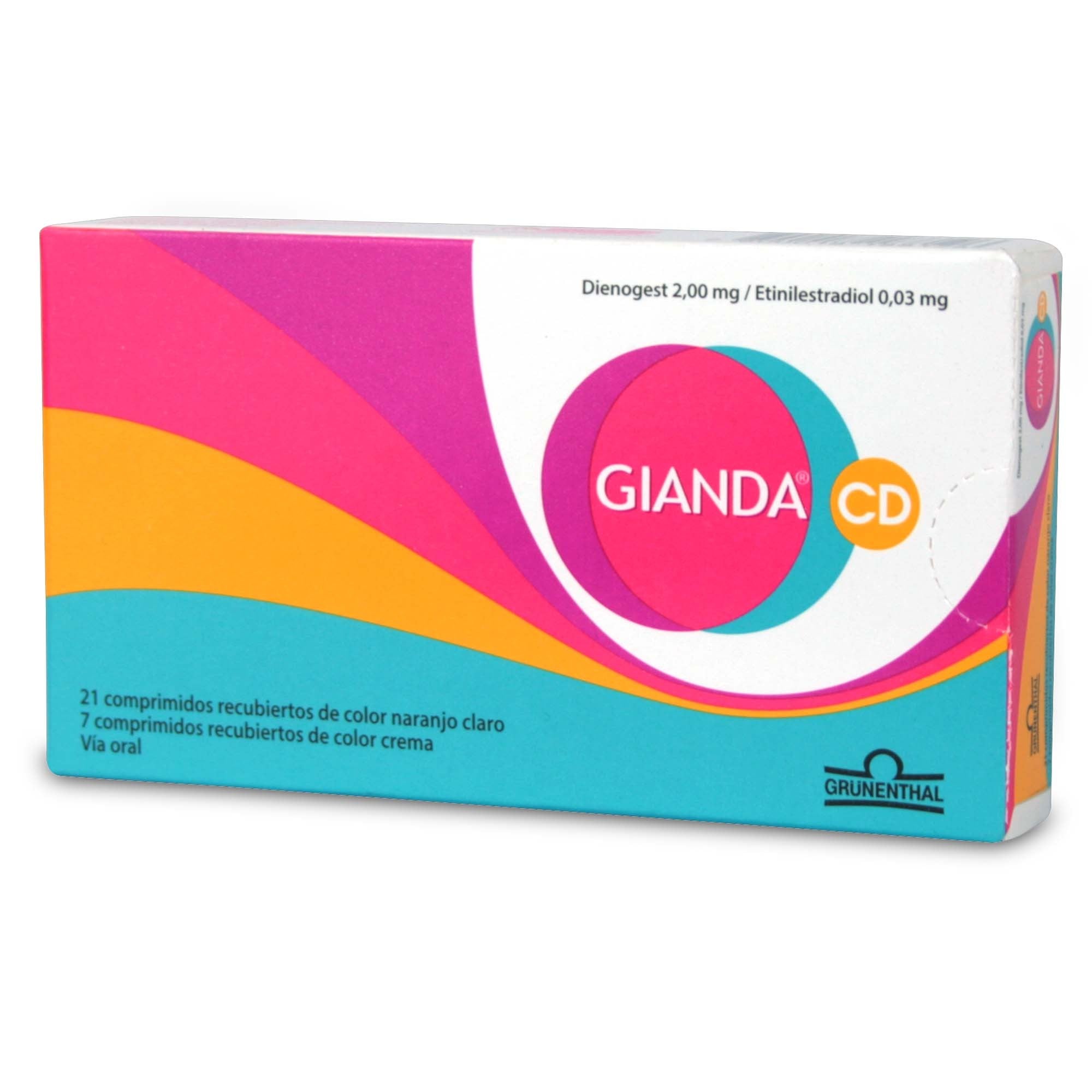 Gianda CD Dienogest 2 mg Etinilestradiol 0,03 mg 28 Comprimidos Recubiertos