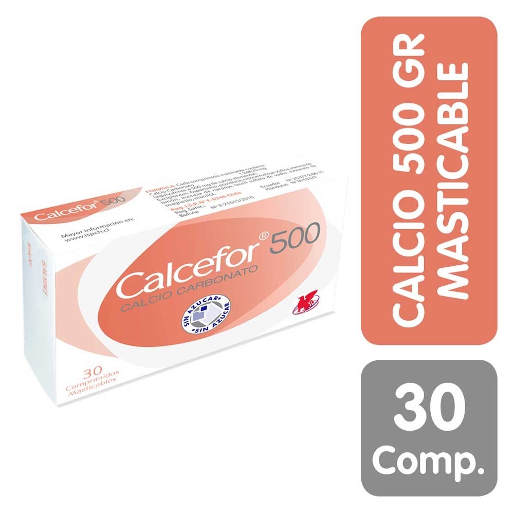 Calcefor Carbonato de Calcio 500 mg 30 Comprimidos