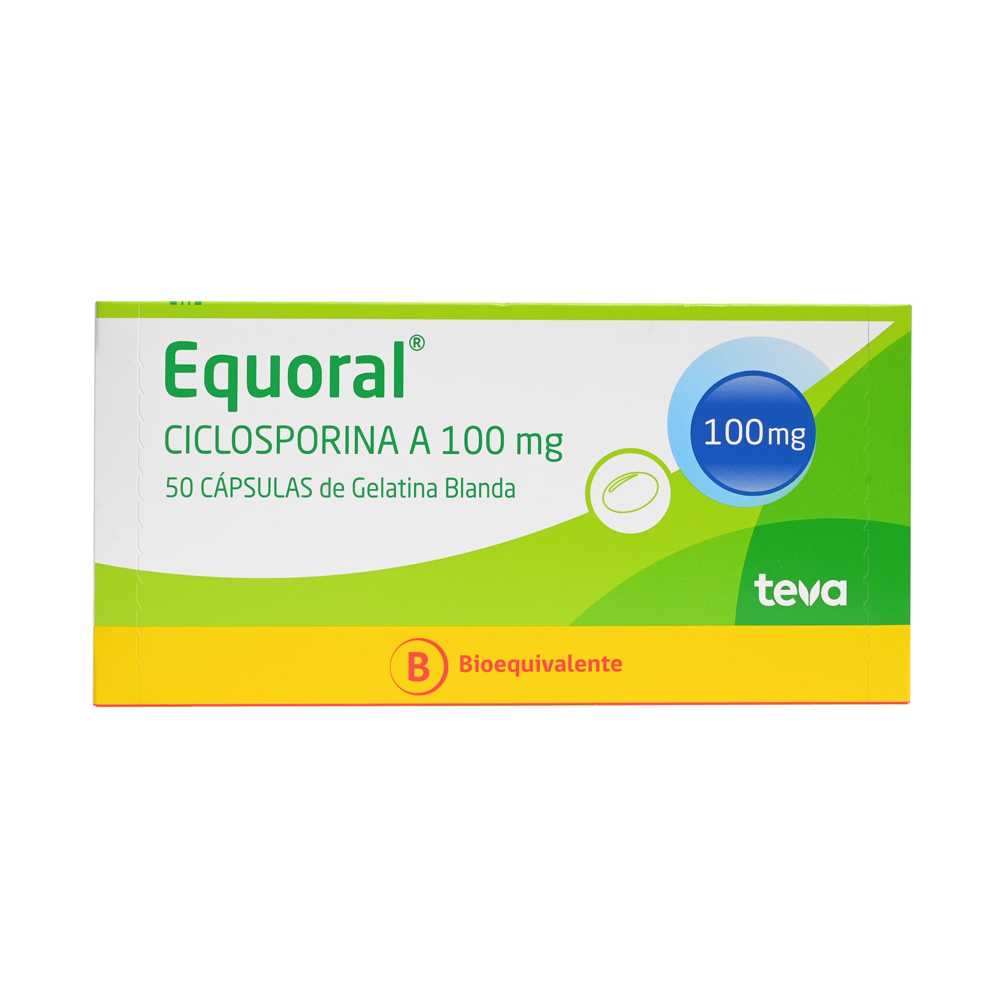 Equoral Ciclosporina A 100 mg 50 Cápsulas de Gelatina Blanda