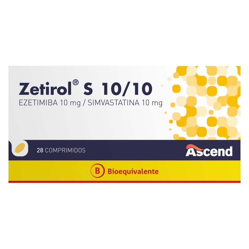 Zetirol S 10/10 Ezetimiba 10 mg Simvastatina 10 mg 28 Comprimidos