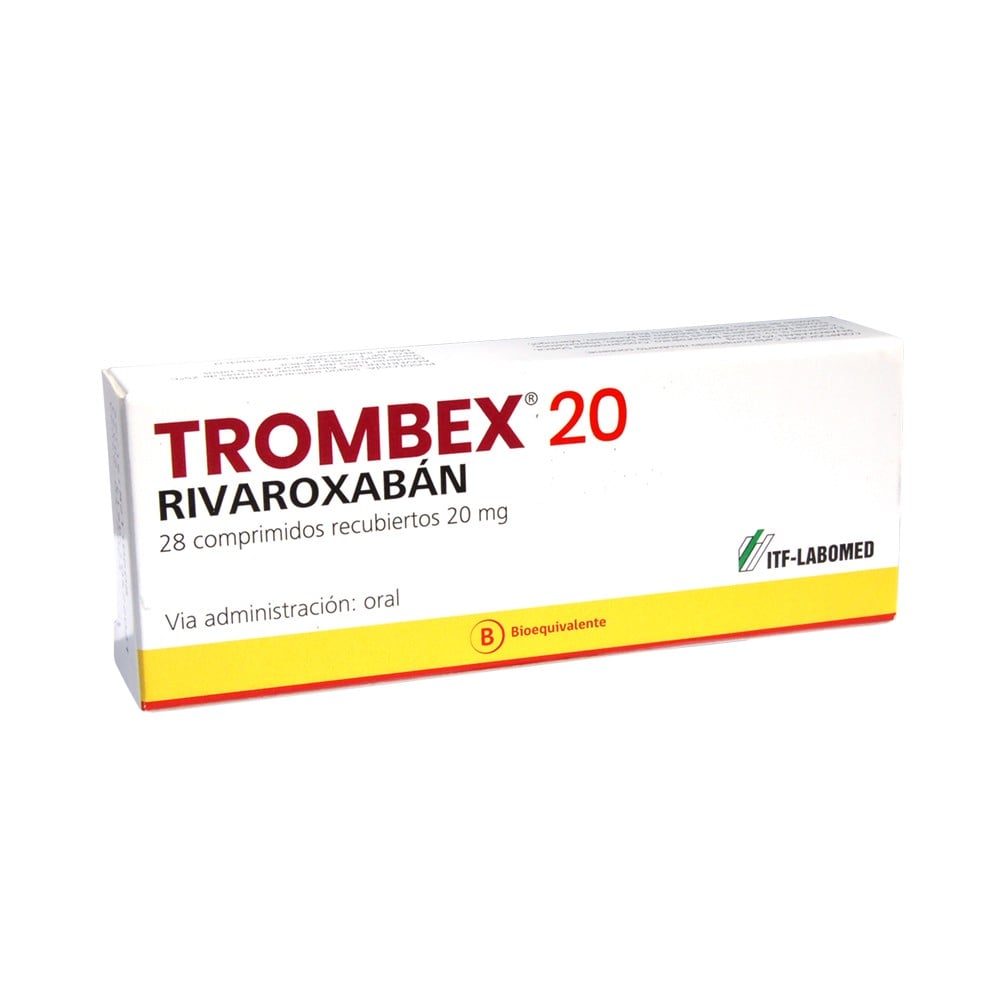 Trombex 20 Rivaroxabán 20 mg 28 Comprimidos Recubiertos