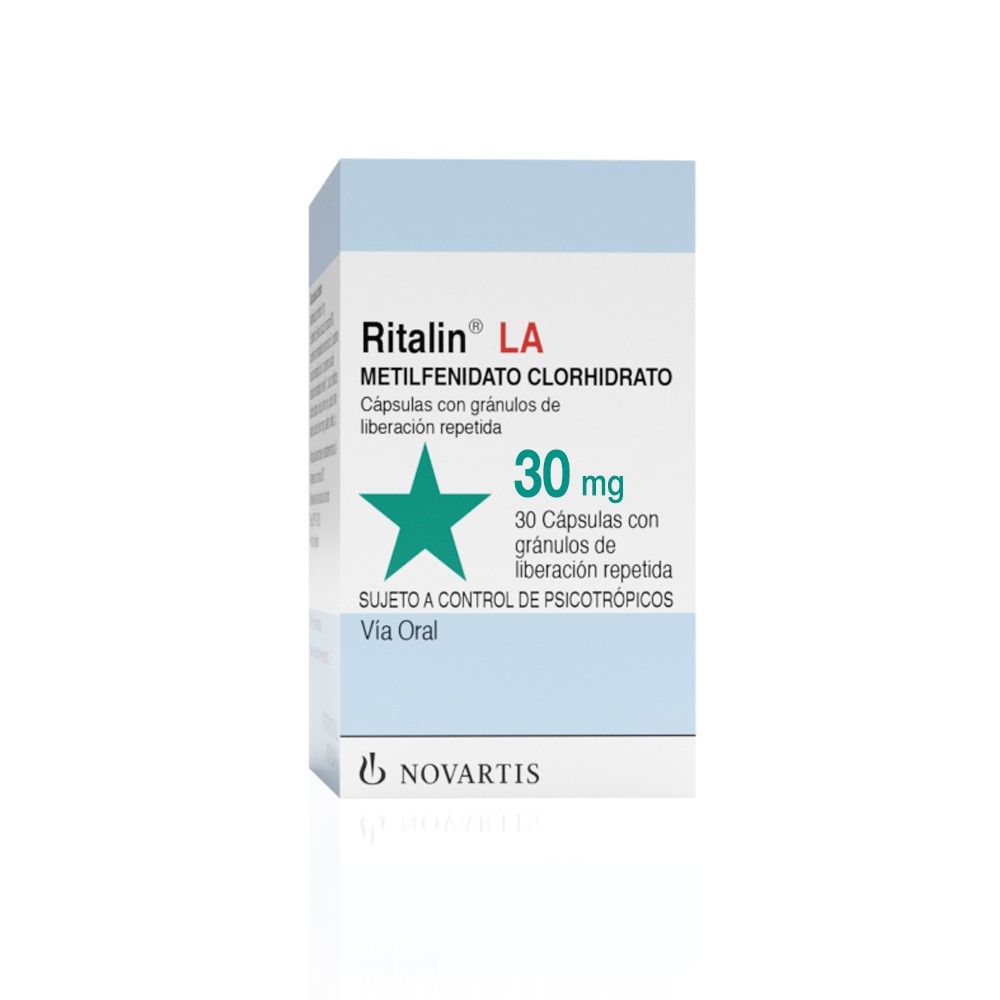 RITALIN LA CÁPSULAS CON GRÁNULOS DE LIBERACIÓN REPETIDA 30 mg (METILFENIDATO CLORHIDRATO)