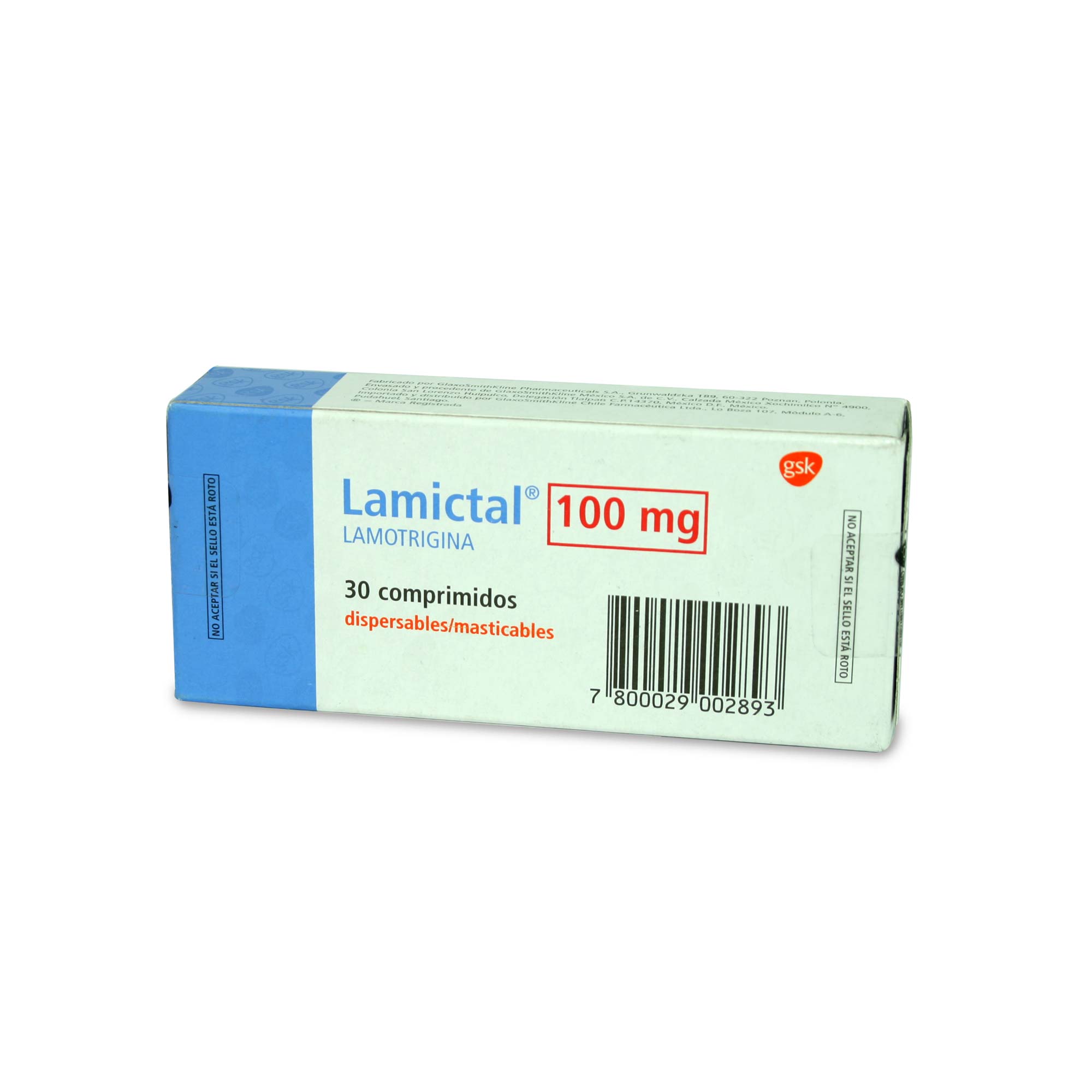 Lamictal Lamotrigina 100 mg 30 Comprimidos Dispersables / Masticables
