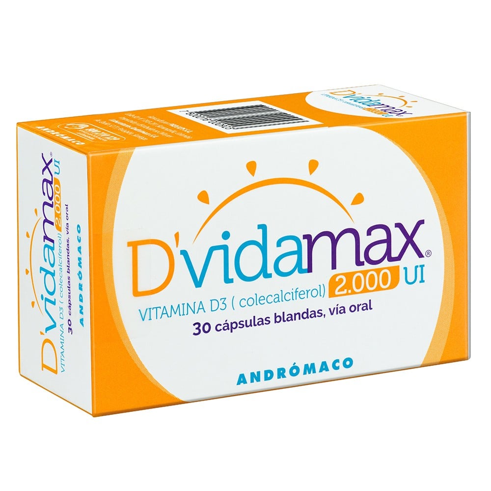 Dvidamax Vitamina D3 + Colecalciferol 2000Ui 30 Cápsulas Blandas