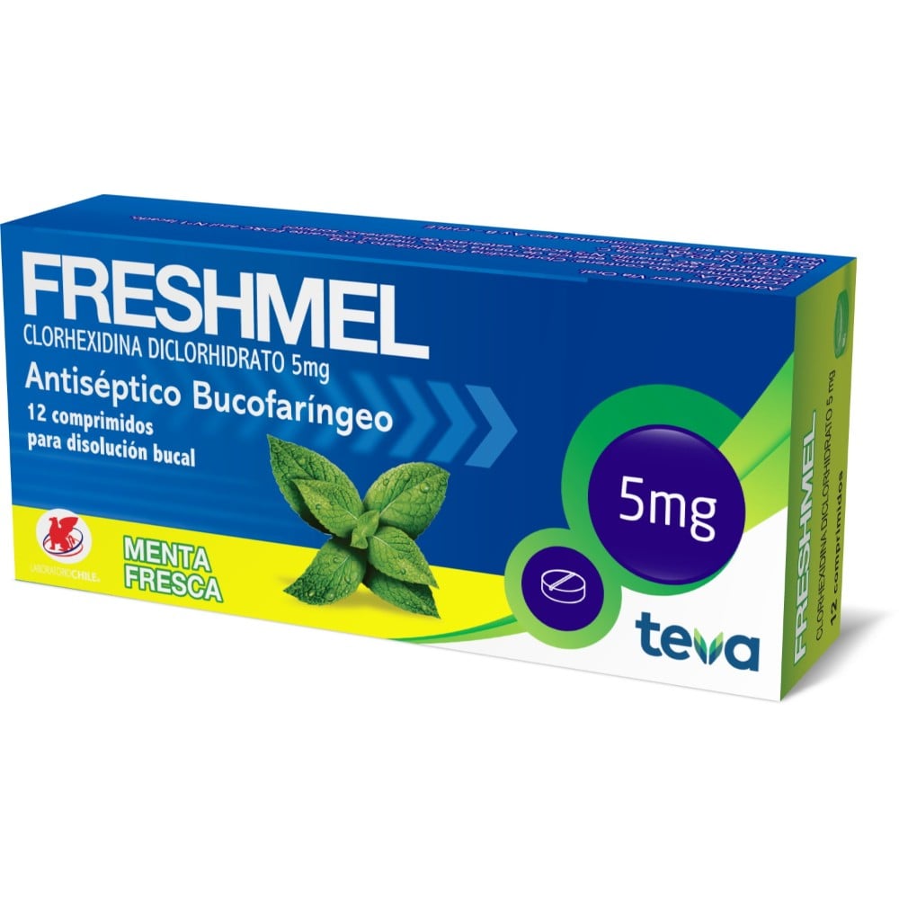 Freshmel Menta Fresca Sin Azucar Clorhexidina 5 mg 12 Comprimidos