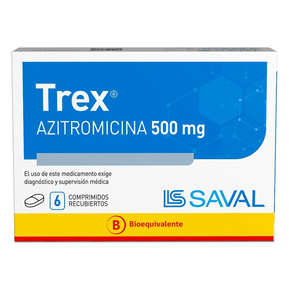 Trex Comprimidos Azitromicina 500 mg 6 Comprimidos