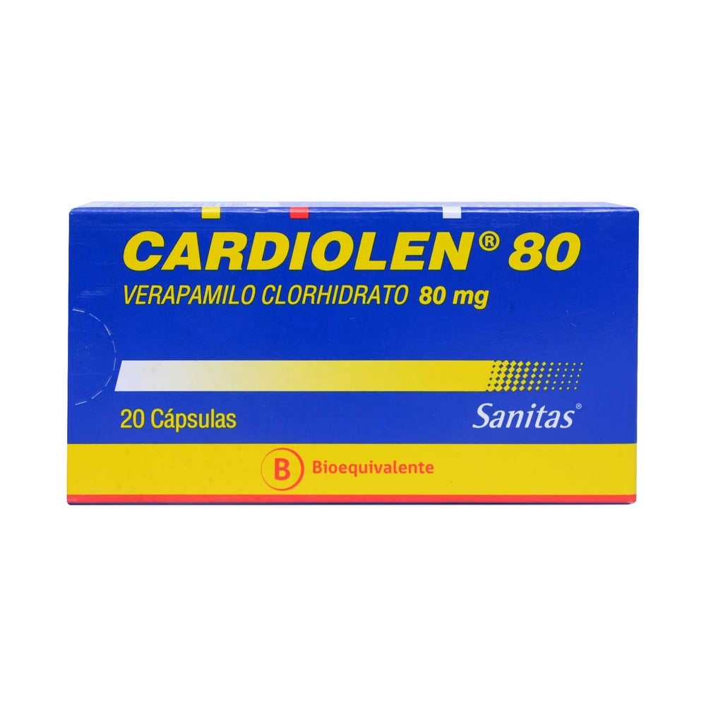 Cardiolen 80 Verapamilo Clorhidrato 80 mg 20 Cápsulas