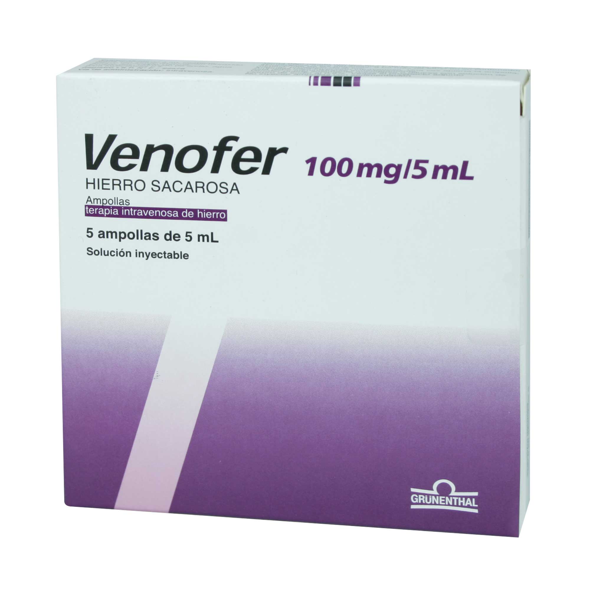 VENOFER SOLUCIÓN INYECTABLE 100 mg/5 mL (HIERRO)