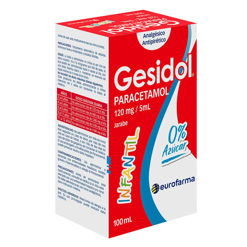 Gesidol Infantil Paracetamol 120 mg / 5 mL Jarabe 100 mL