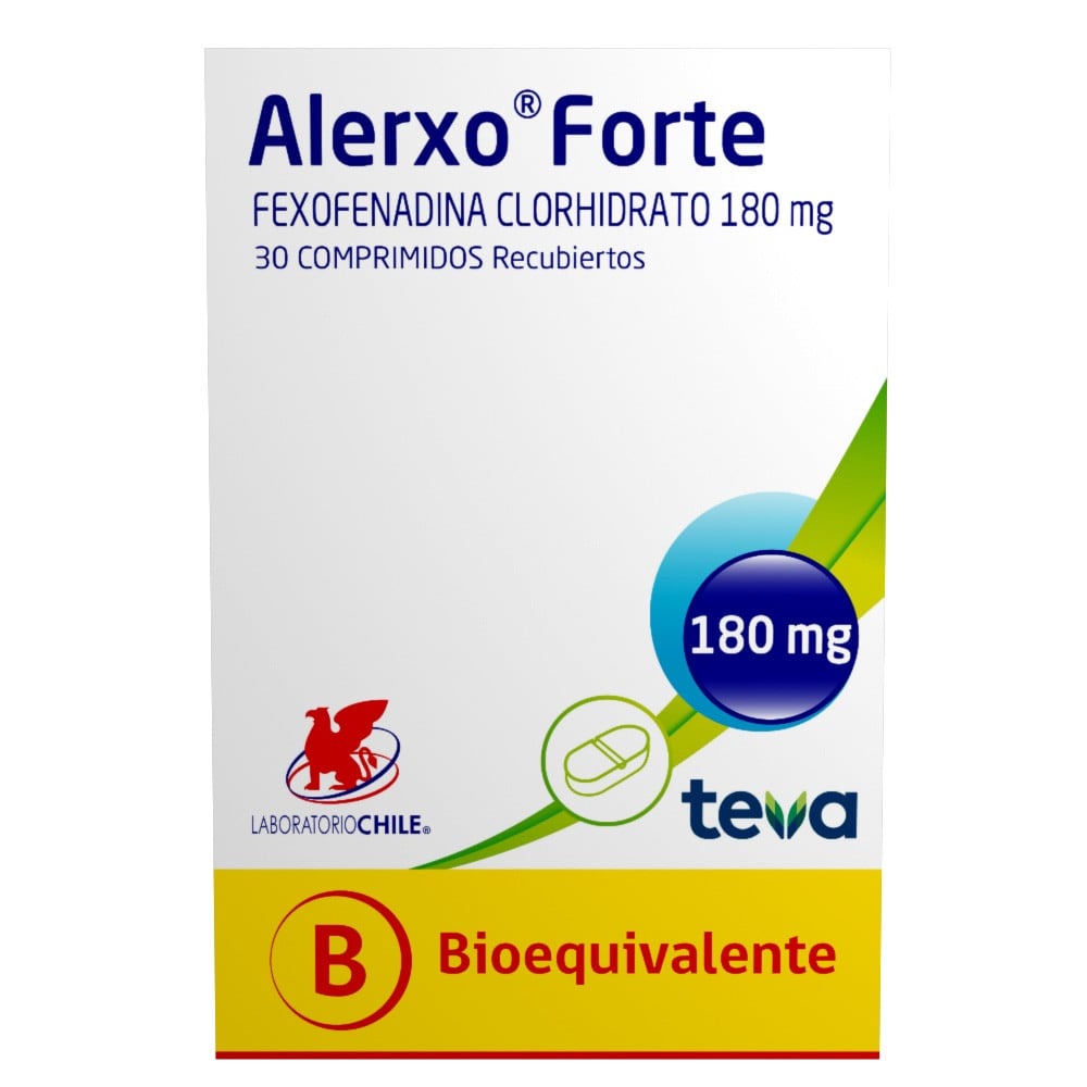 Alerxo Forte Fexofenadina Clorhidrato 180 mg 30 Comprimidos Recubiertos