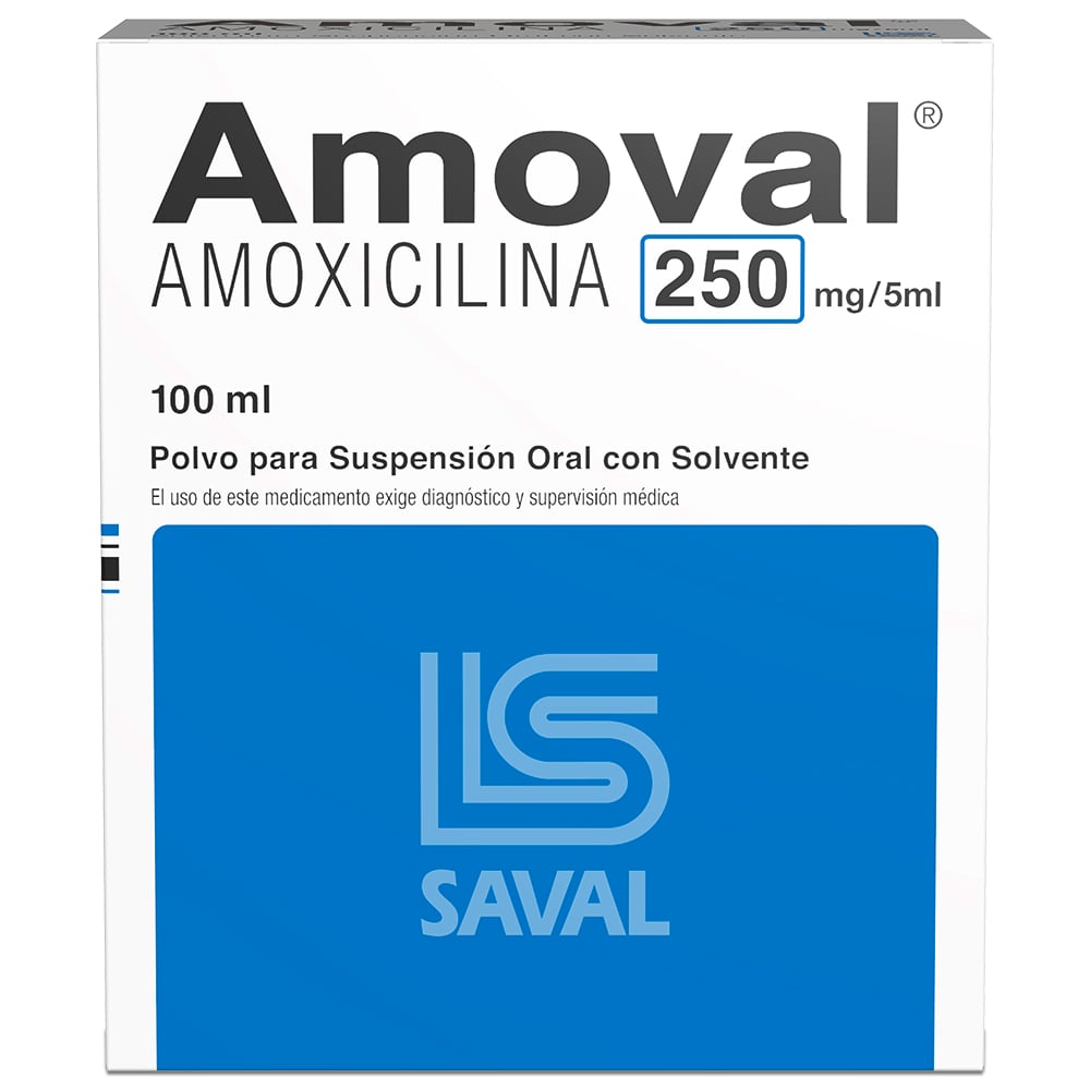 Amoval Amoxicilina 250 mg/5ml Suspensión 100 mL