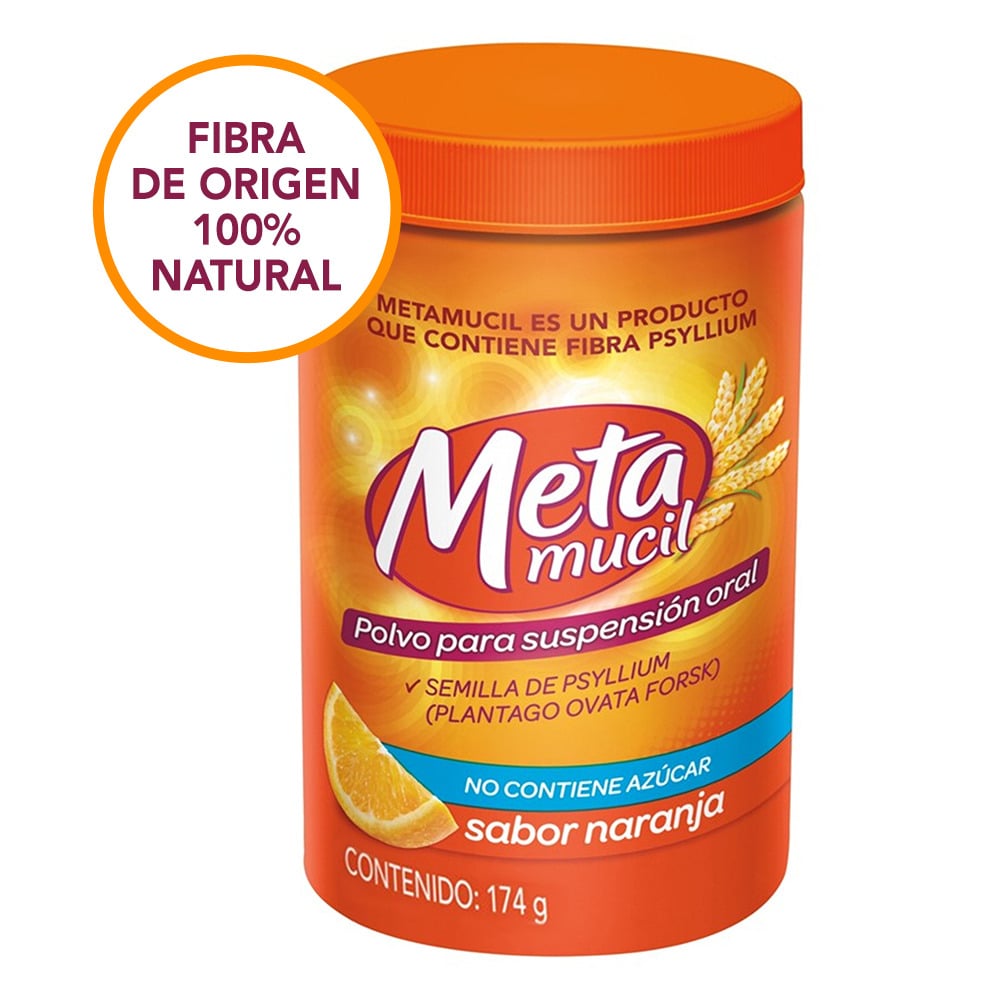 Metamucil Fibra Natural Soluble Sabor Naranja 174 gr