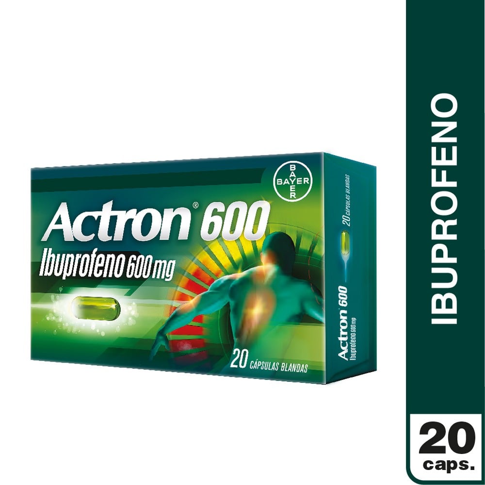 Actron 600 Ibuprofeno 600 mg 20 Cápsulas Blandas
