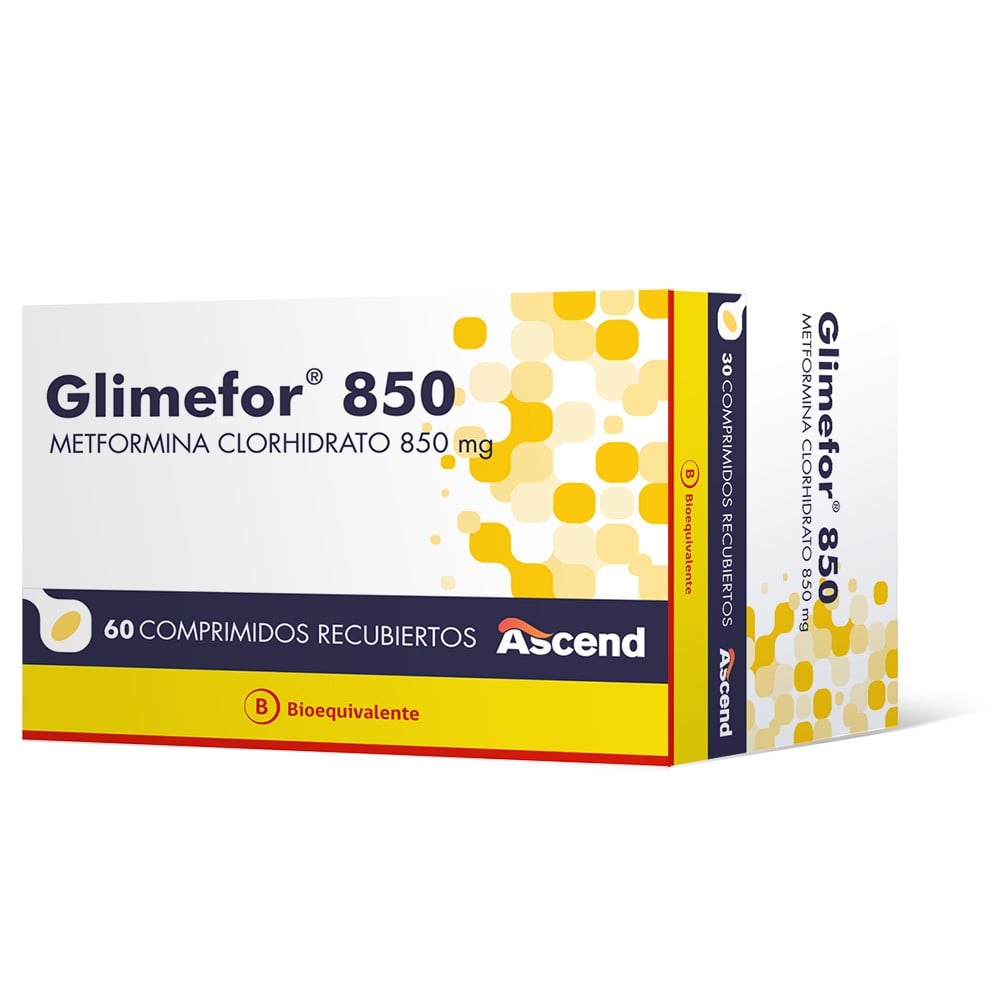 Glimefor 850 Metformina 850 mg 60 Comprimidos Recubiertos