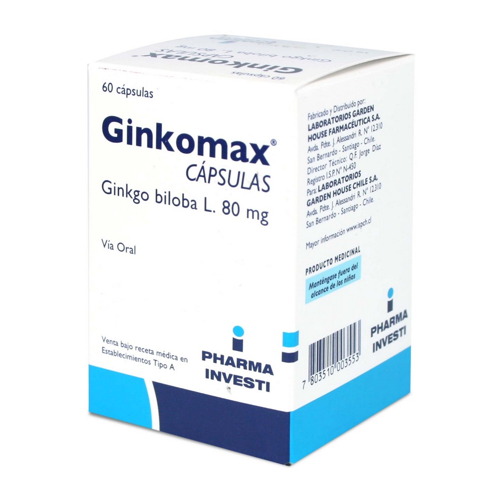 Ginkomax Ginkgo Biloba 80 mg 60 Cápsulas