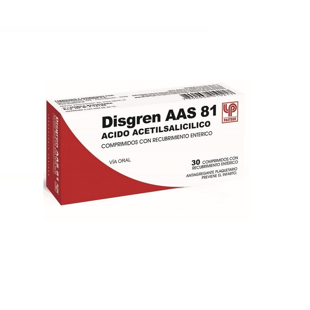 Disgren AAS 81 Ácido Acetilsalicílico 81 mg 30 Comprimidos Recubiertos