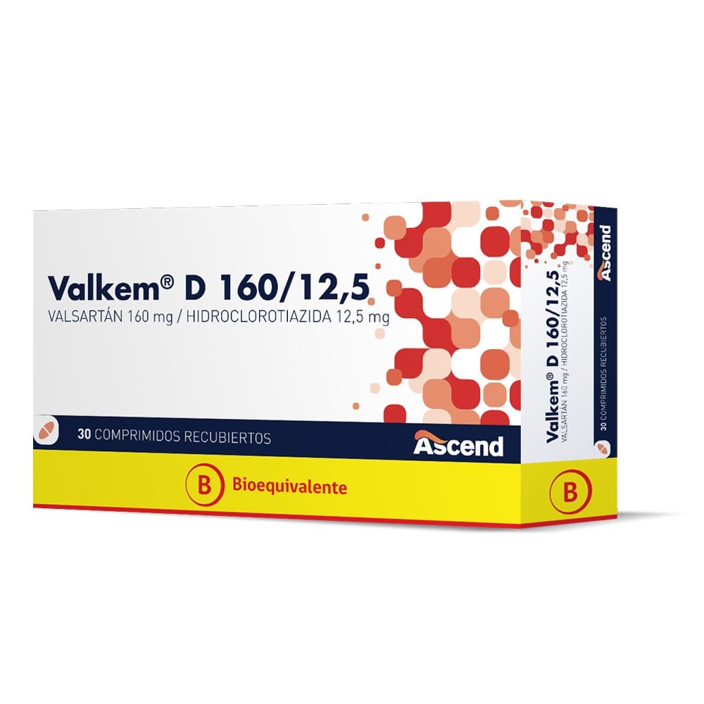 Valkem D Valsartán 160 mg Hidroclorotiazida 12,5 mg 30 Comprimidos Recubiertos