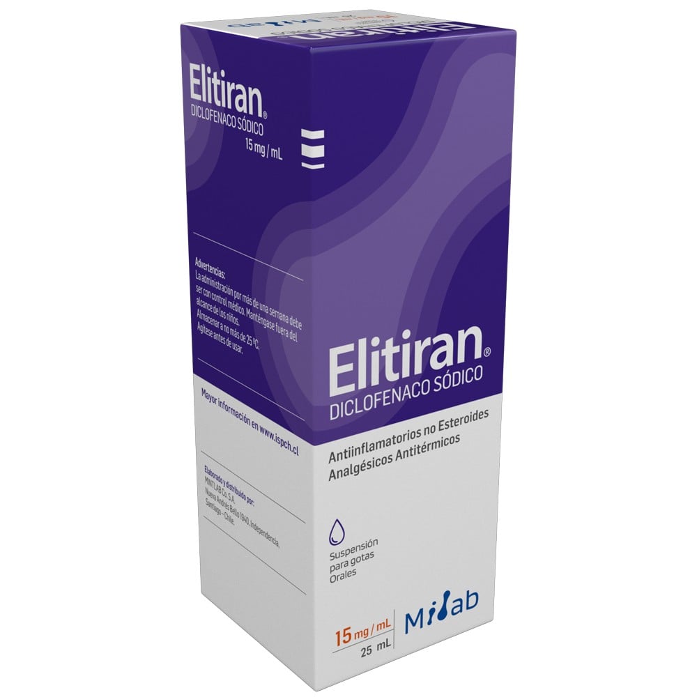 Elitiran Diclofenaco Sodico 15 mg/ml Gotas 25 mL