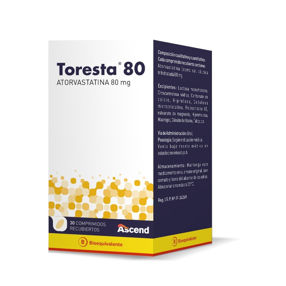 Toresta 80 Atorvastatina 80 mg 30 Comprimidos Recubiertos