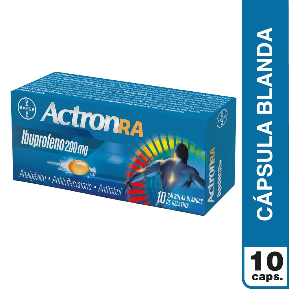 Actron Ra Ibuprofeno 200 mg 10 Cápsulas Blandas