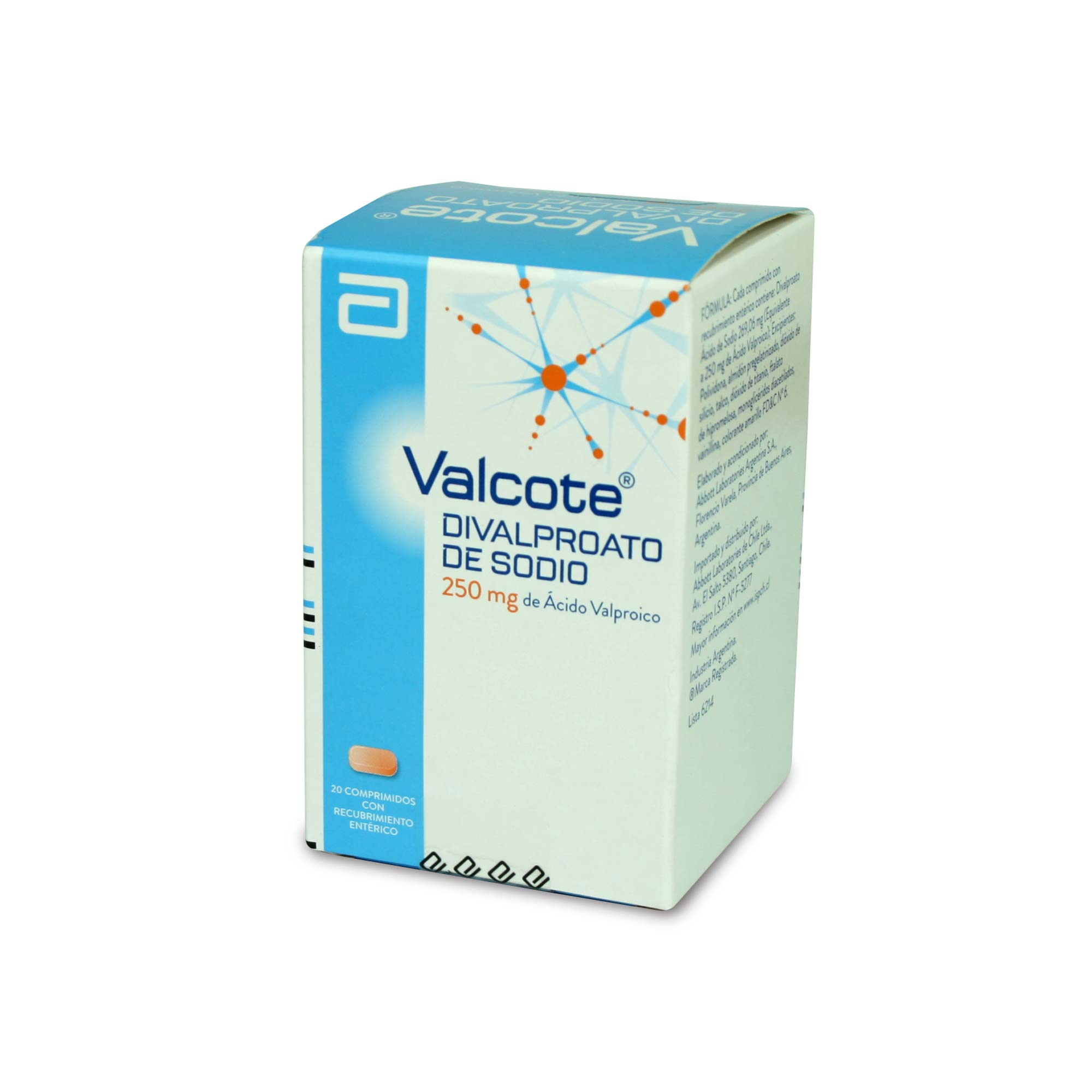Valcote Acido Valproico 250 mg 20 Comprimidos