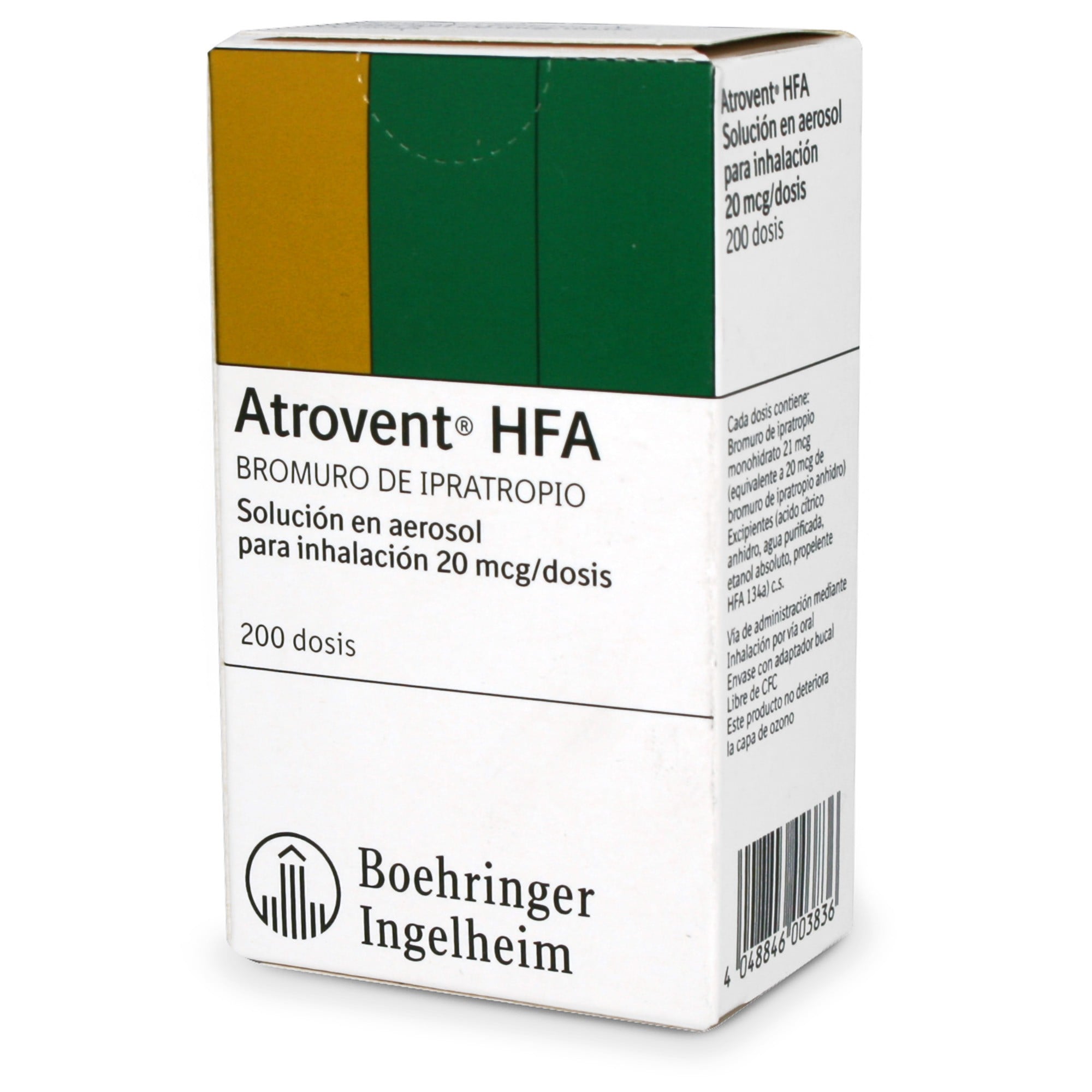 Atrovent HFA Bromuro de Ipratropio 20 mcg / DS Inhalador Bucal 200 Dosis