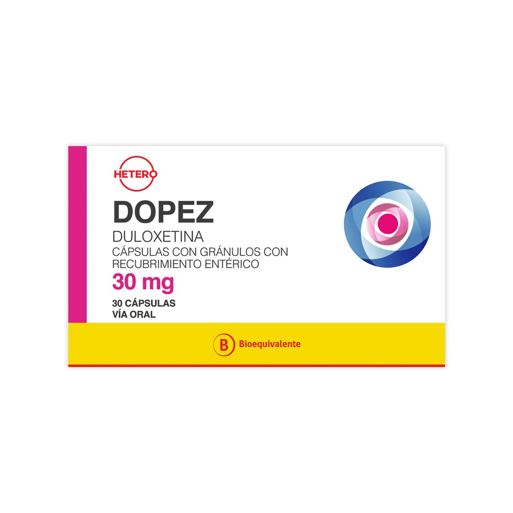 DOPEZ CÁPSULAS CON GRÁNULOS CON RECUBRIMIENTO ENTÉRICO 30 mg (DULOXETINA)