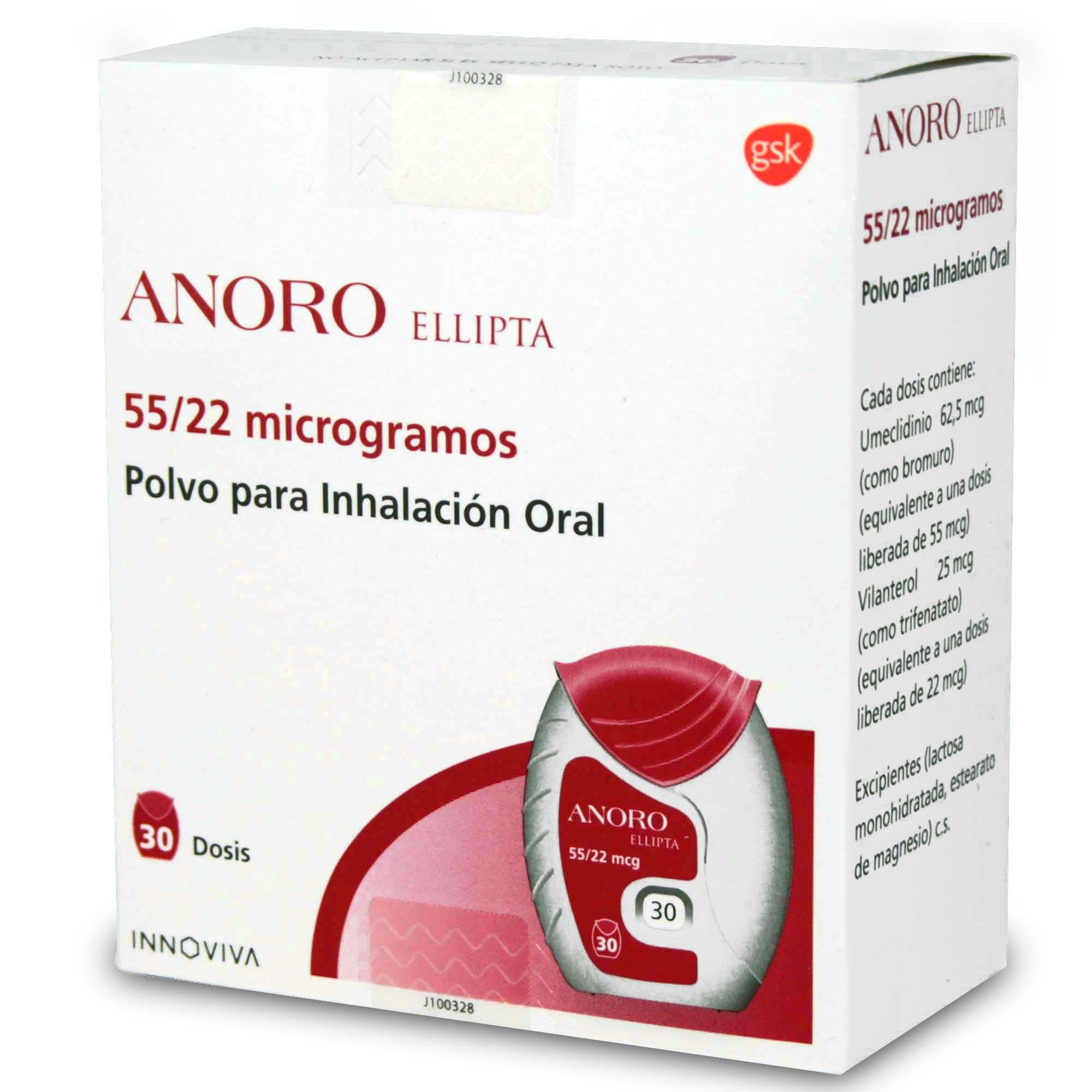 Anoro Ellipta Umeclidinio 62,5 mcg Inhalador Bucal 30 Dosis