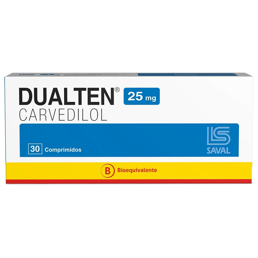 Dualten Carvedilol 25 mg 30 Comprimidos