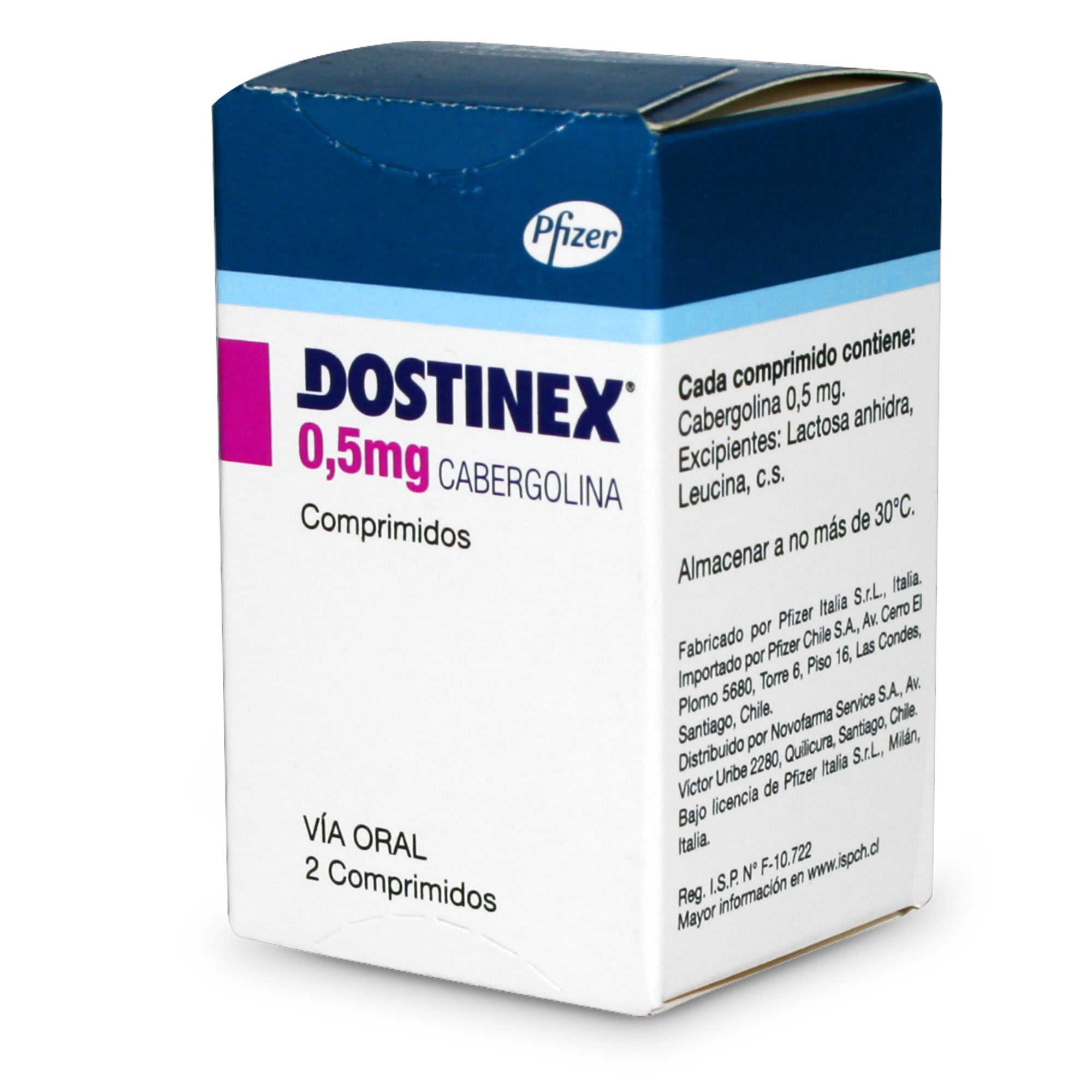Dostinex Cabergolina 0,5 mg 2 Comprimidos Ranurados