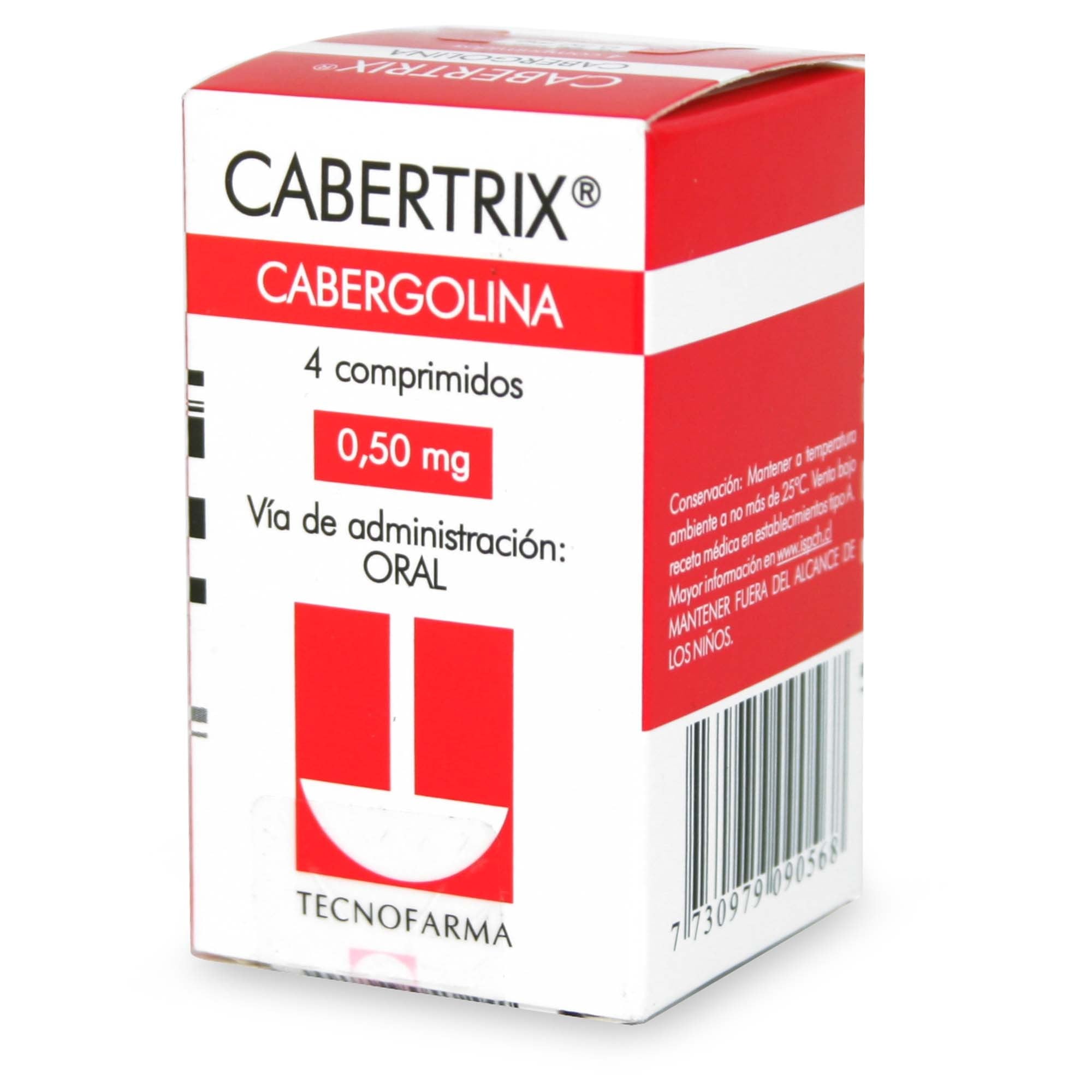 Cabertrix Cabergolina 0,5 mg 4 Comprimidos