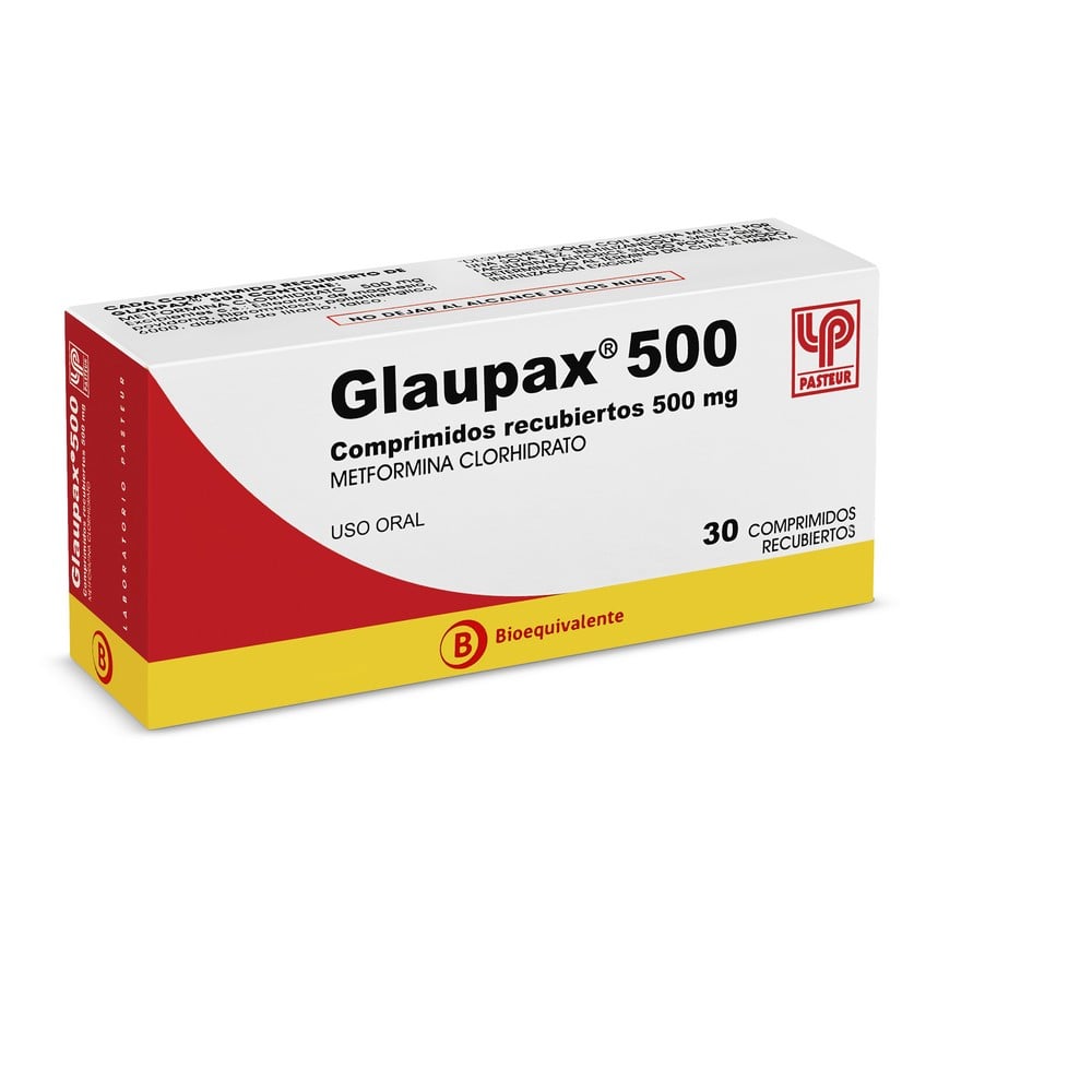 Glaupax 500 Metformina 500 mg 30 Comprimidos Recubiertoss