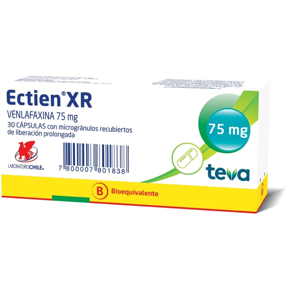 Ectien XR Venlafaxina 75mg 30 Cápsulas Liberación Prolongada