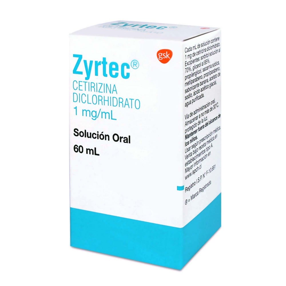 Zyrtec Cetirizina  1mg/mL Jarabe 60 mL