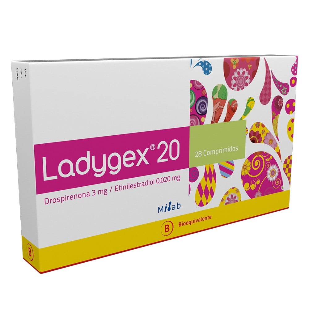 Ladygex 20 Drospirenona 3 mg Etinilestradiol 0,02 mg 28 Comprimidos