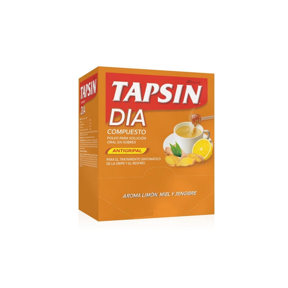 Tapsin Dia Compuesto Antigripal Paracetamol 400 mg Noscapina 10 mg Cafeina 33 mg Polvo para Soluc.Oral  1 Sobre Sabor Limon / Miel / Jengibre