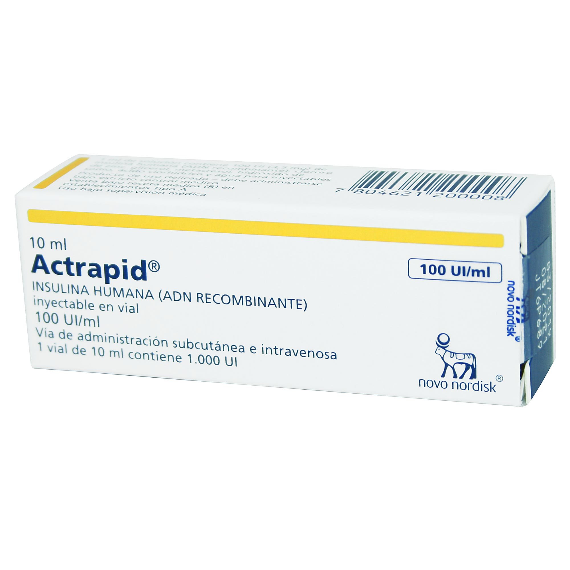 INSULINA ACTRAPID SOLUCIÓN INYECTABLE 100 UI/mL