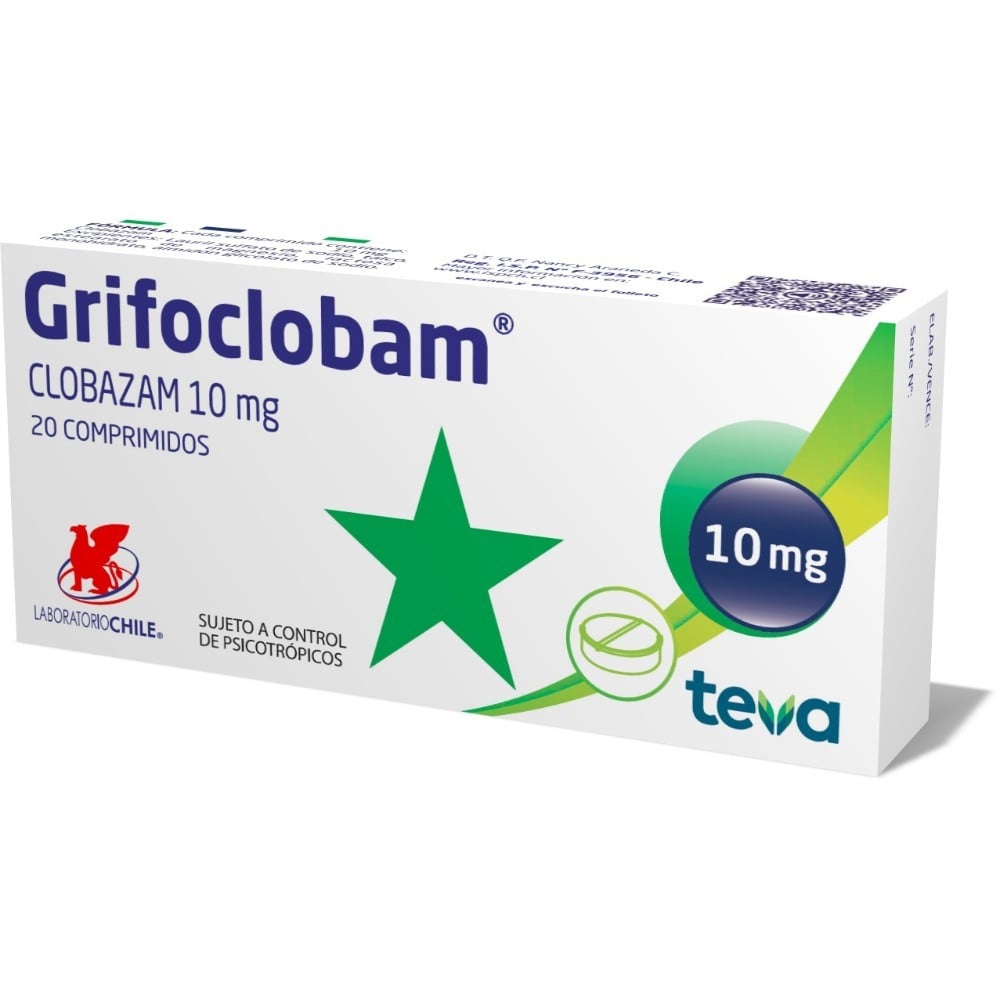 Grifoclobam Clobazam 10 mg 20 Comprimidos