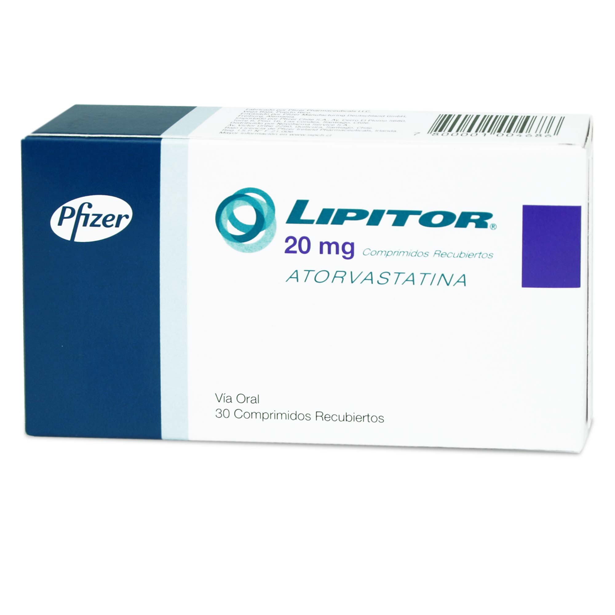 Lipitor Atorvastatina 20 mg 30 Comprimidos Recubiertos
