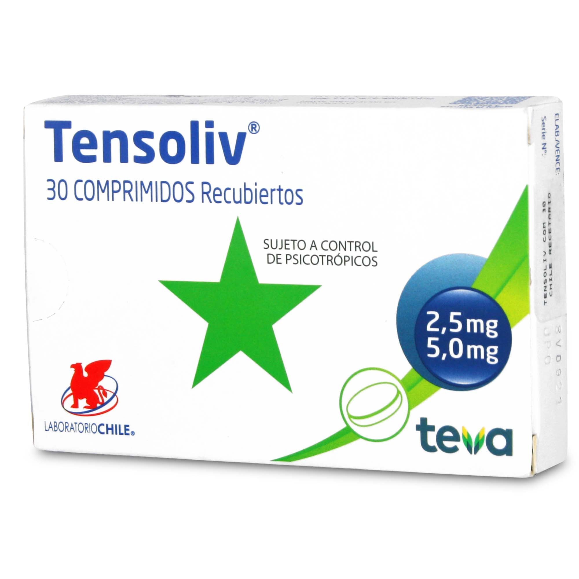 Tensoliv Clordiazepoxido 5 mg 30 Comprimidos