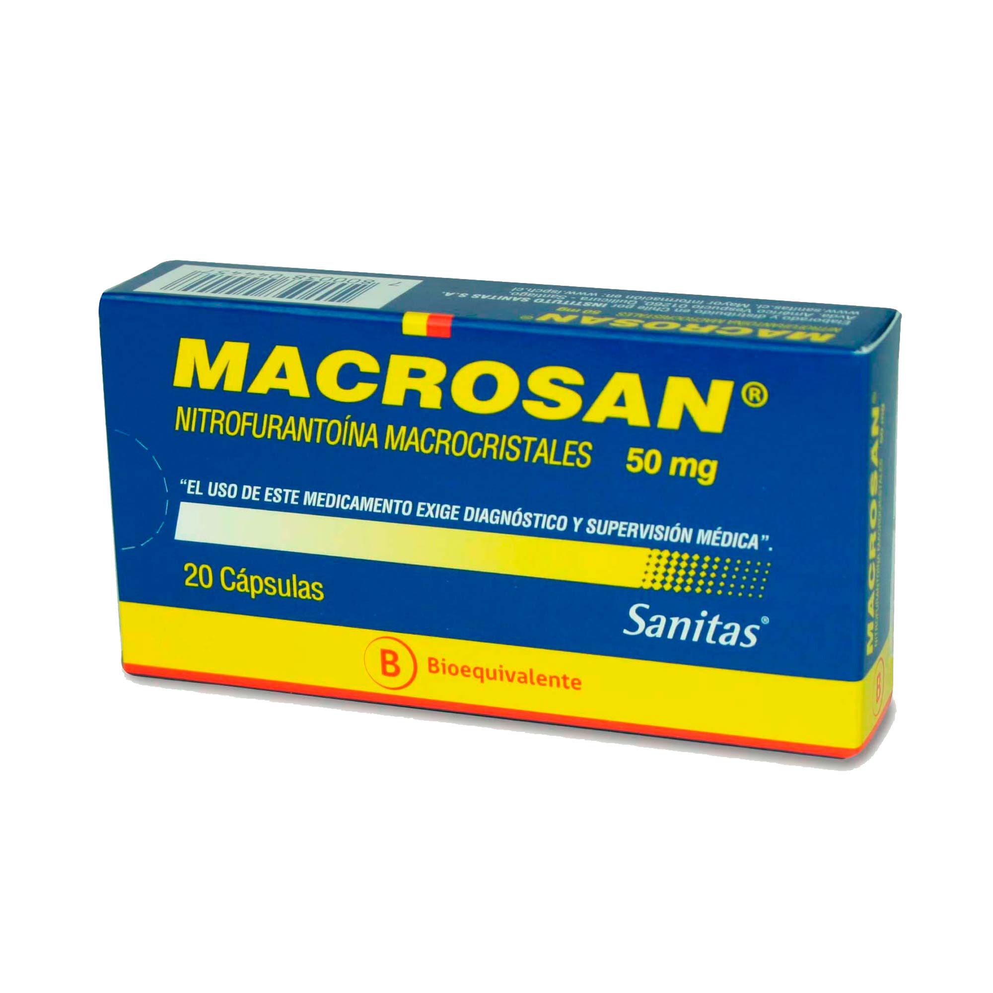 Macrosan Nitrofurantoina 50 mg 20 Cápsulas
