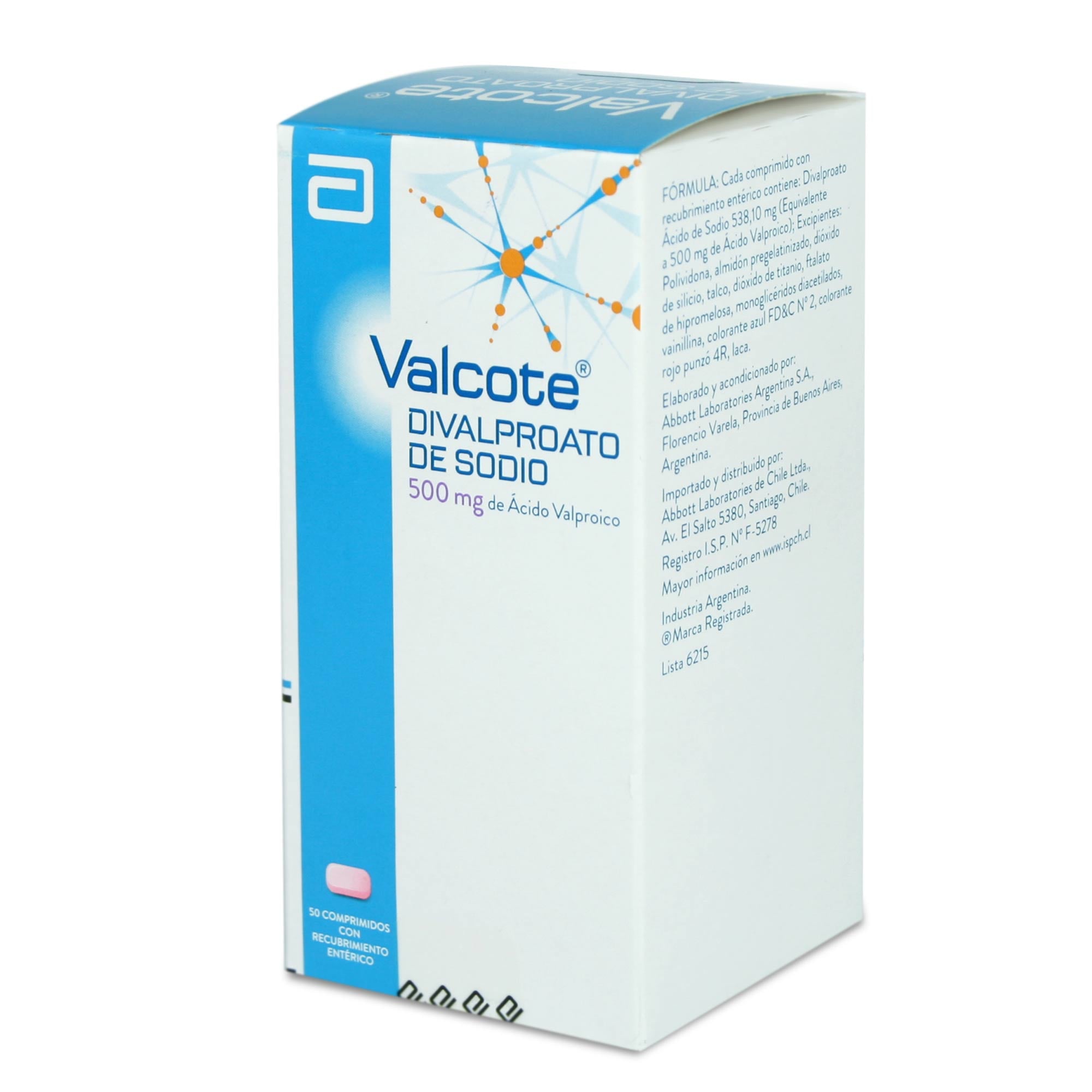 Valcote Acido Valproico 500 mg 50 Comprimidos